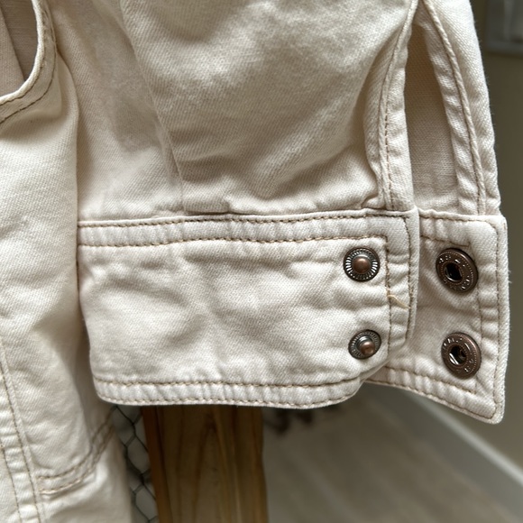 Free People Cream Zip Front Long Sleeve Denim Coveralls Jumpsuit - Picture 12 of 15